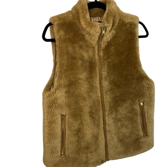 J. Crew Tan Faux Fur Vest - Picture 2 of 5